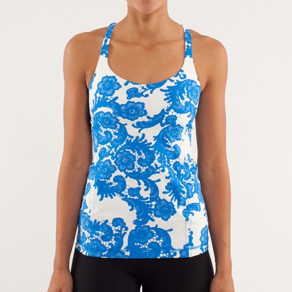 Lululemon free to be Laceoflage polar cream beaming blue tank top - Picture 1 of 8